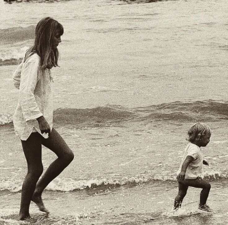 Jane Birkin on a beach