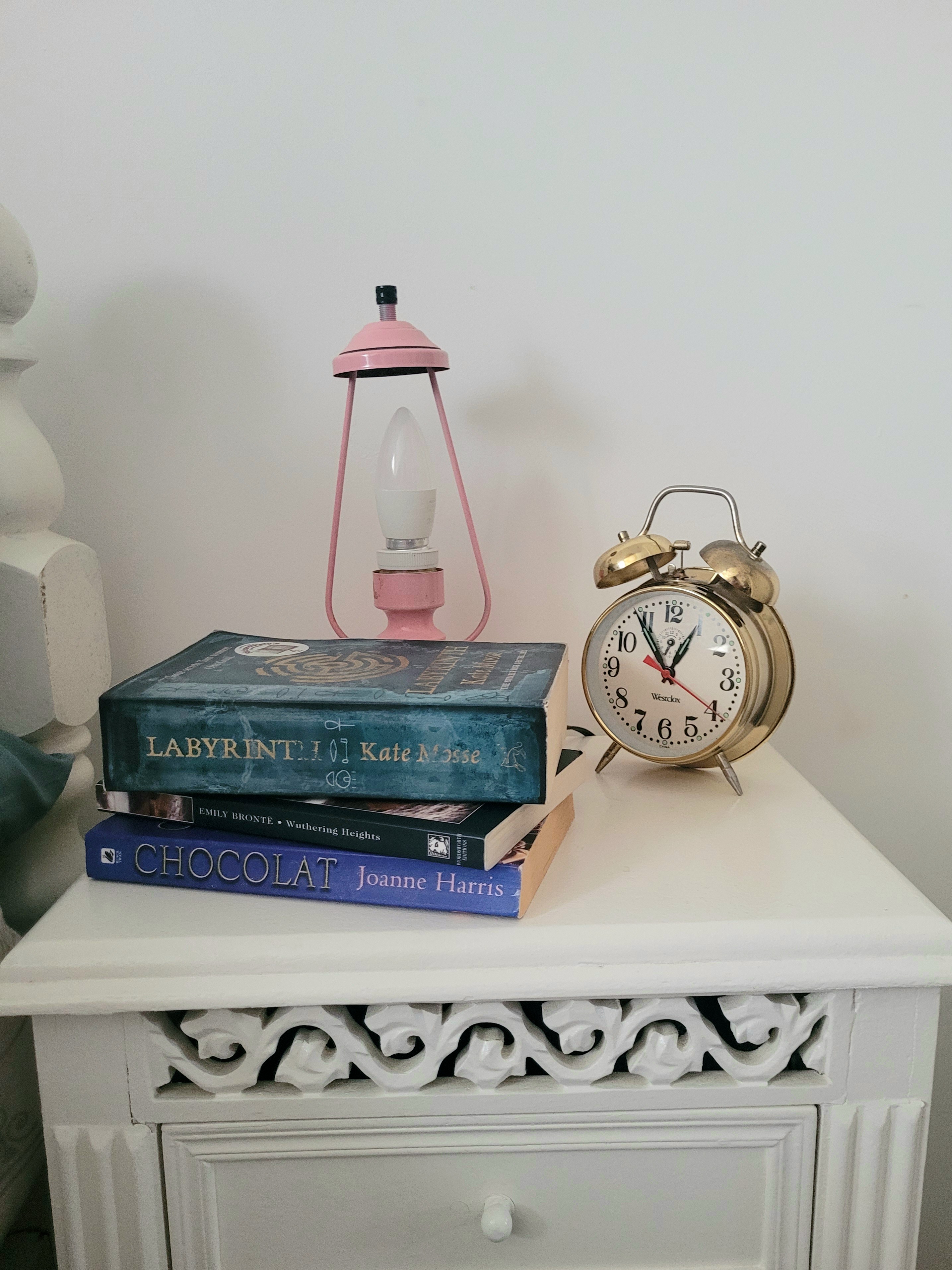 Books on bedside table