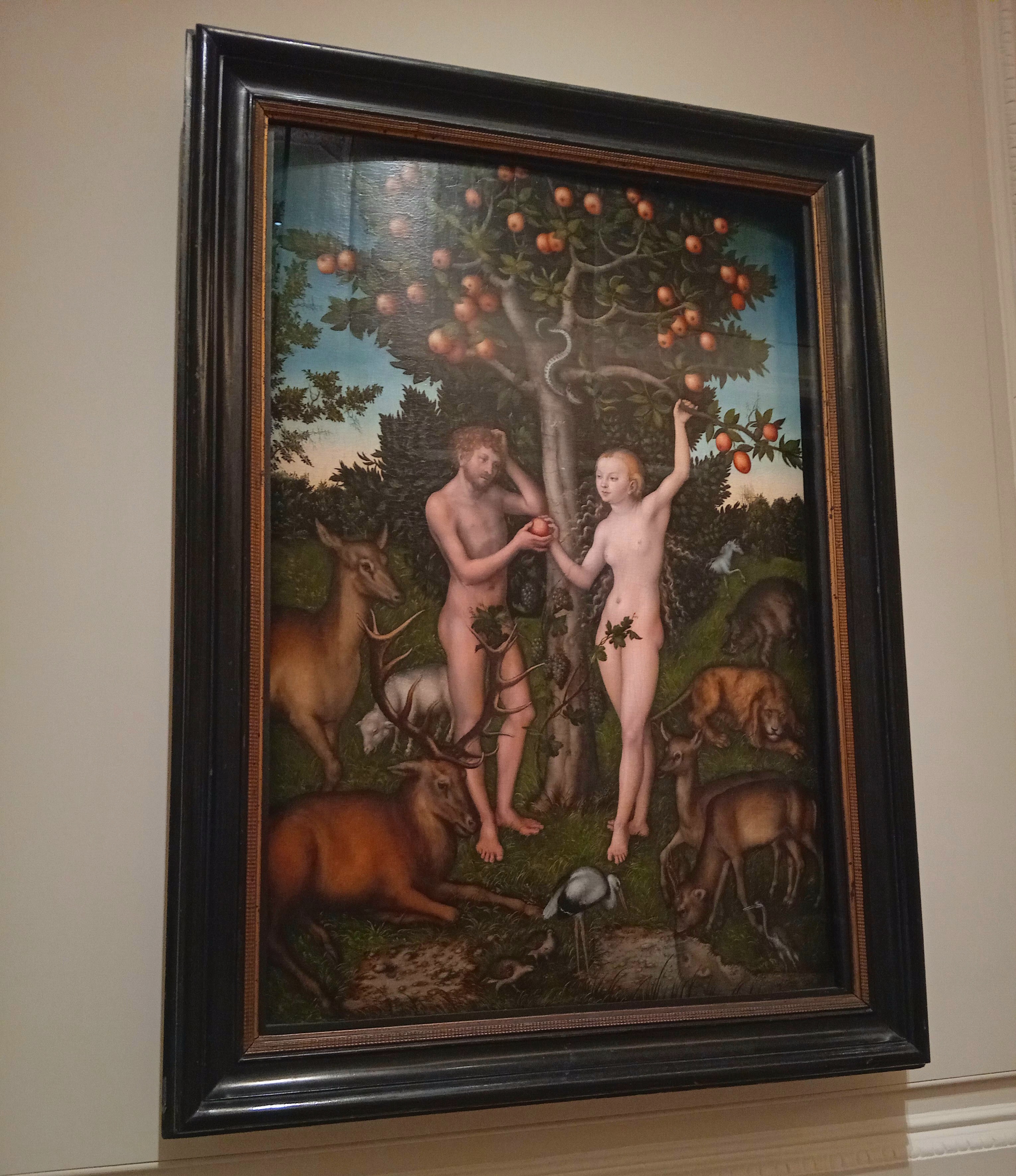 Adam and Eve painting at the Courtauld Gallery, London