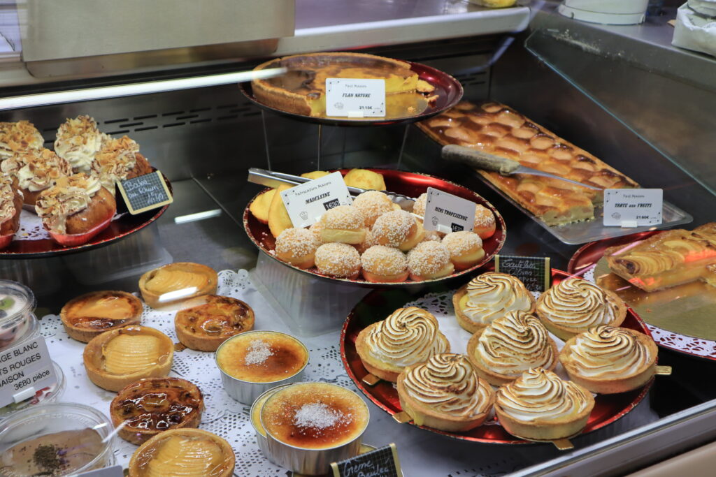 Pastries in market La Rochelle, France