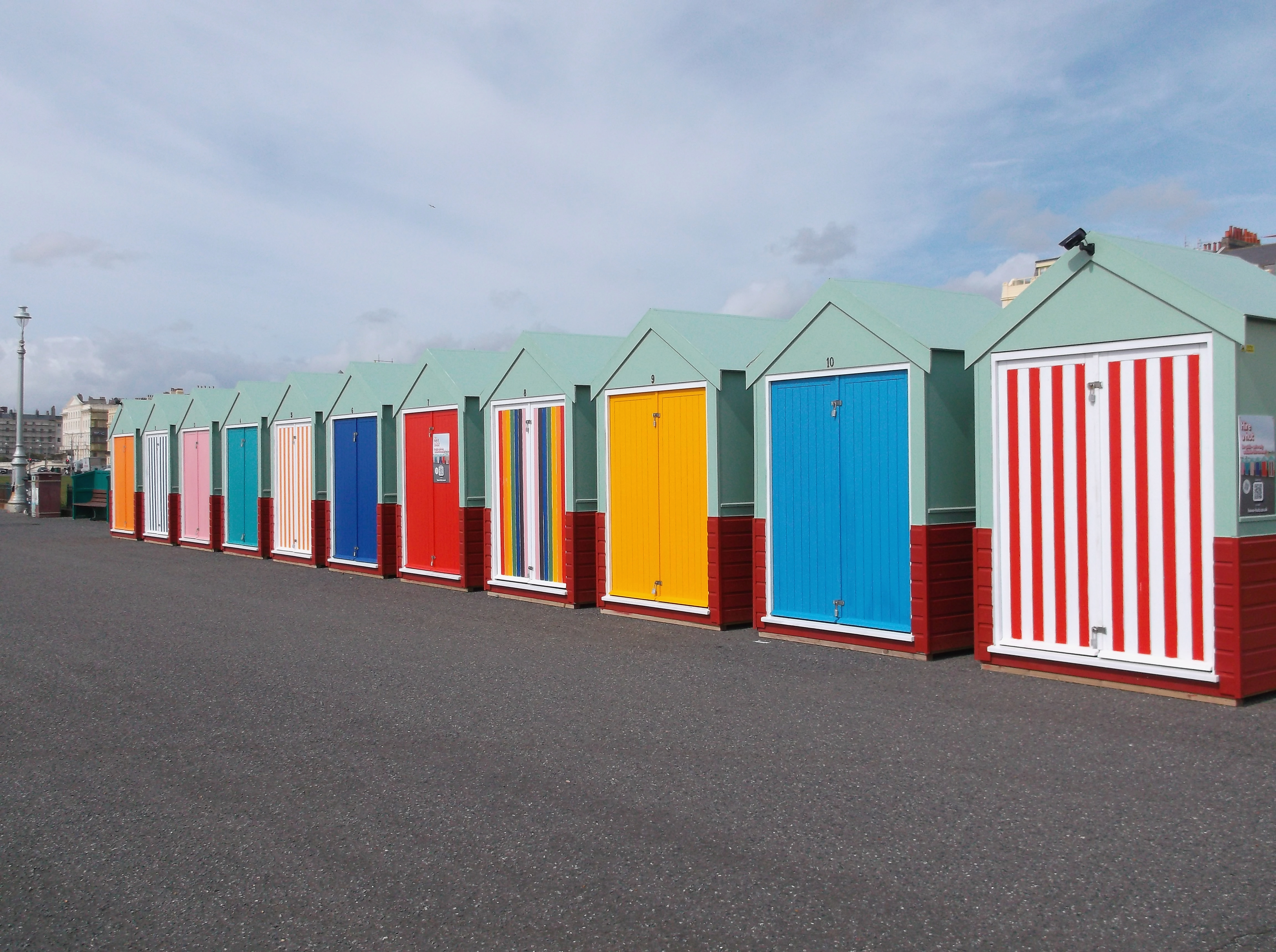 Colourful huts in Brighton and Hove seafront