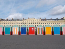 Bright coloured huts in Brighton and Hove, England