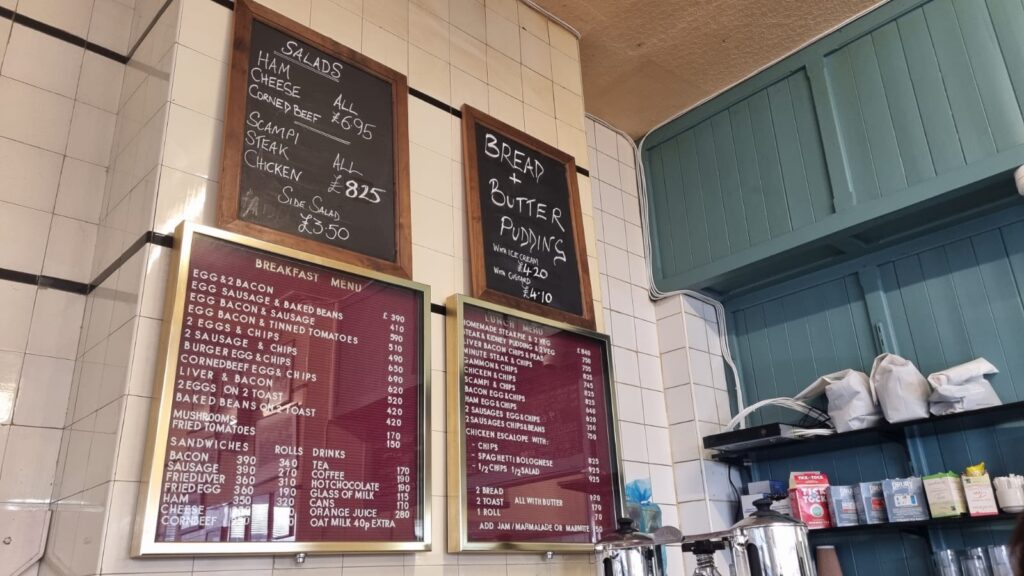 Menu at Regency Café, London