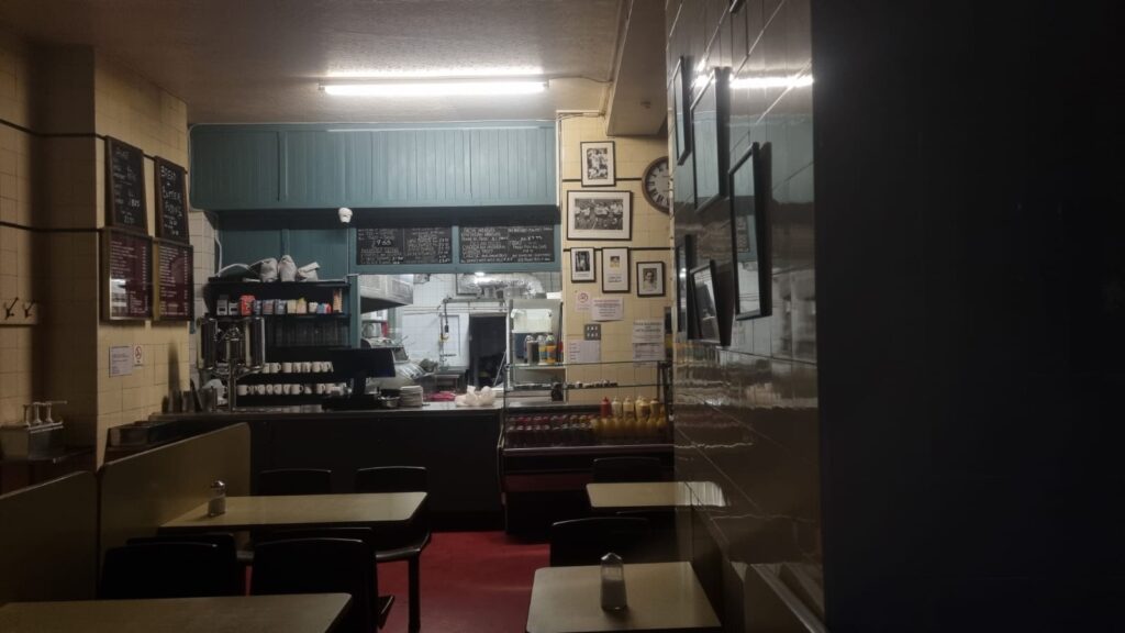 View of Regency Cafe interior, London