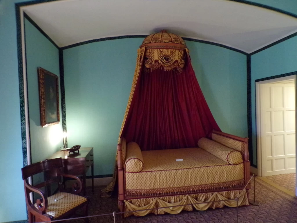 A bedroom at Kew Palace, restored to its original furnishings from the 18th to 19th century
