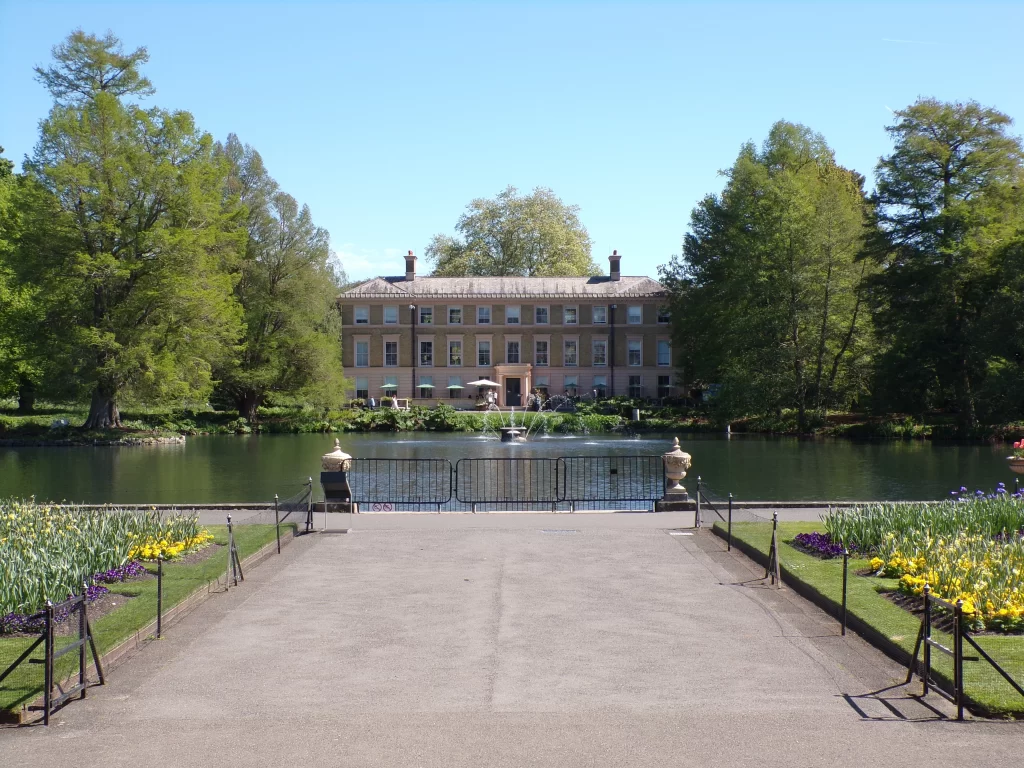 View of Kew Gardens restaurant from Palm House