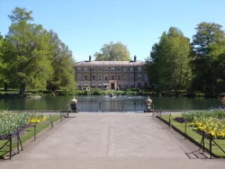 View of Kew Gardens restaurant from Palm House