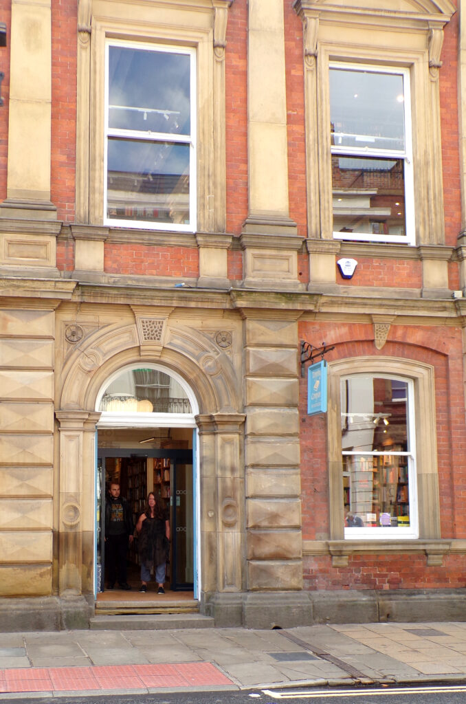 Outside Toppings & Company, an independent bookshop in York city centre