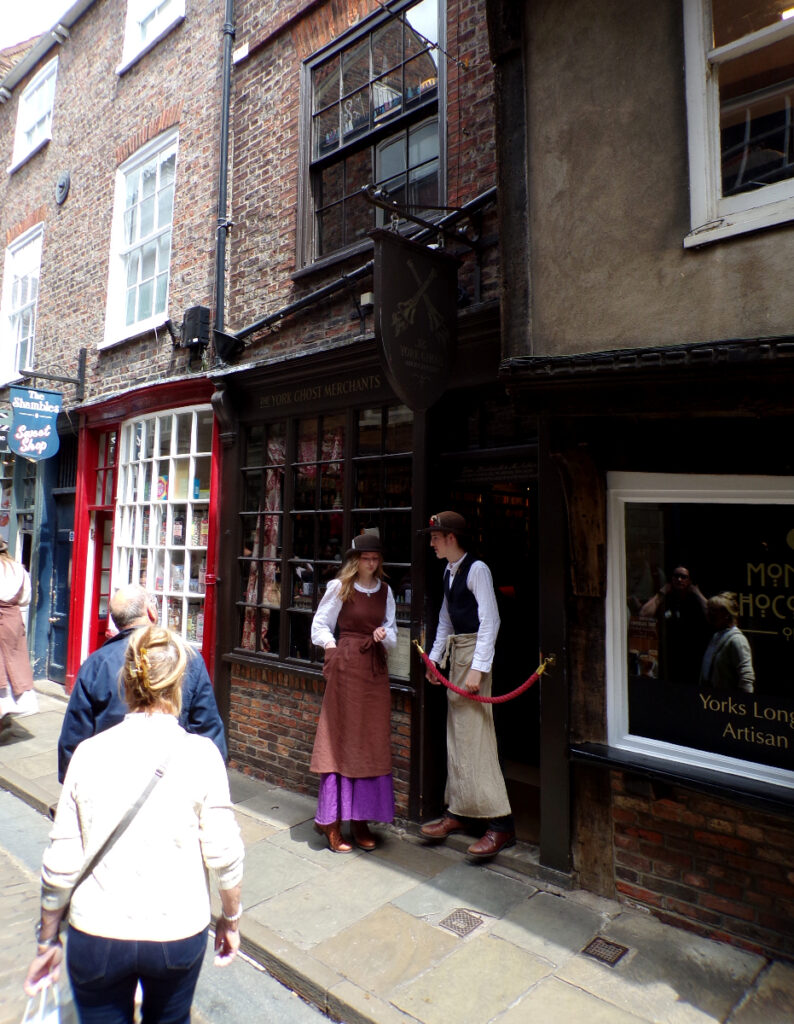 People dressed in medieval clothes, the Shambles, York, England